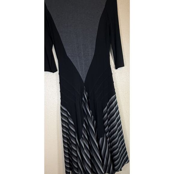 NWT Dzhavael Small Couture Black Gray Whimsy Goth Asymmetric Dress Lagenlook - Picture 4 of 8